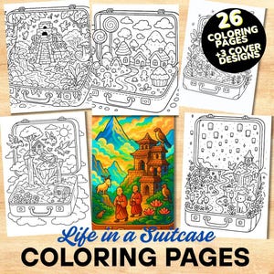 Life in a Suitcase Coloring Book: Kawaii Travel Theme (Digital Download)