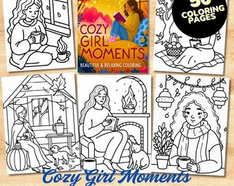 Libro para colorear "Momentos Acogedores para Niñas": 50 páginas relajantes para imprimir (PDF)