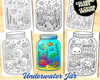 Underwater Jar Coloring Book: 25 Kawaii Sea Life Pages (PDF)