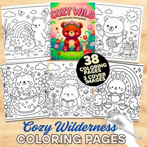 Cozy Wild Coloring Pages | Cute & Simple | Bold and Easy | Coco Wyo Style | Digital Download PDF PNG | Printable Coloring Pages| 41 pages