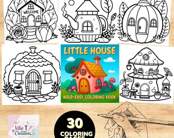 Cozy Cottage Coloring Pages: 30 Little House Scenes (Digital Download)