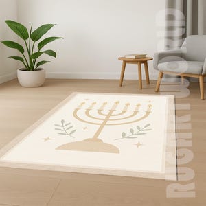 Jewish Prayer Rug,Jewish Gift,Hanukkah Gift,Personalized Jewish Gift,Menorah Prayer Mat,Starof David Rug,Hebrew PrayerMat,Starof David Decor