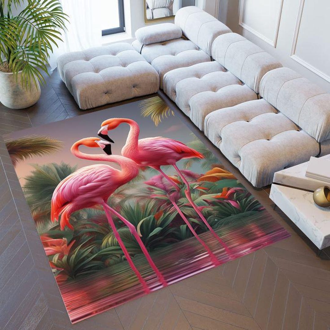 Flamingo Rug,birds Rug,animal Rug,leaf Rug,elegant Rug,living Room Rug ...