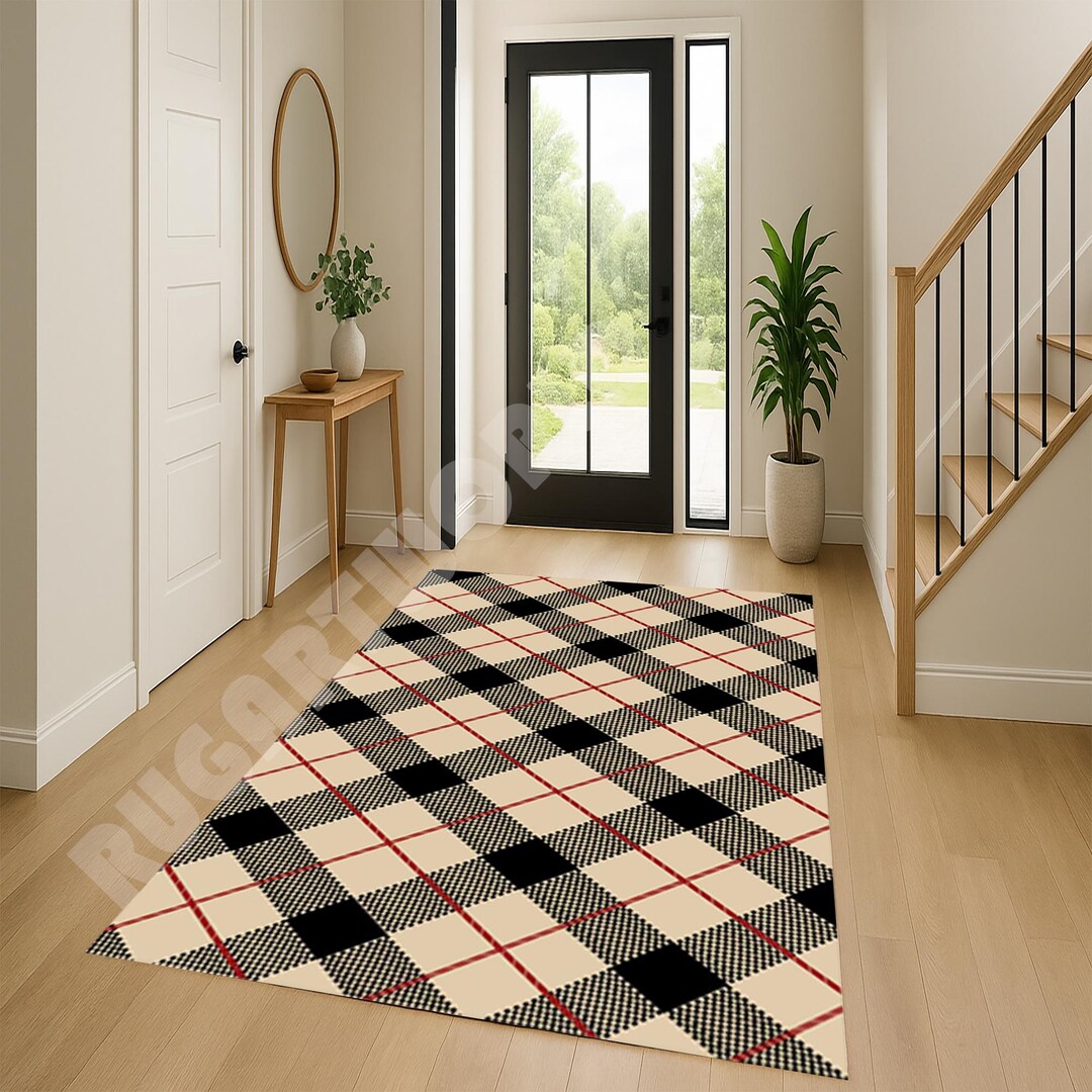 Plaid Pattern Rug,geometric Pattern Rug,housewarming Gift,area Rug ...
