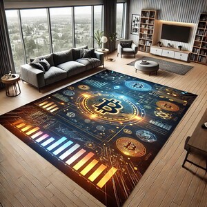Bitcoin Rug,Crypto Currency Rug,Crypto Gift Rug,Modern Rug,Office Rug,Living Room Rug,Kitchens Rug,Non Slip Rug,Home Decor,Gift Rug,Area Rug