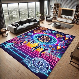 Bitcoin Rug,Crypto Currency Rug,Area Rug,Crypto Gift Rug,Modern Rug,Office Rug,Living Room Rug,Kitchens Rug,Neon Rug,Home Decor,Gift Rug