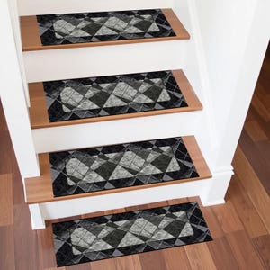 Design-Treppenstufe, Abstrakte Treppenmatte, Geometrischer Treppenteppich, Muster StairRug, Treppenstufenteppich, Treppenläufer für Stufe, Indoor Outdoor Treppenstufe,