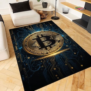 Bitcoin Rug,Crypto Currency Rug,Crypto Gift Rug,Modern Rug,Office Rug,Living Room Rug,Kitchens Rug,Non Slip Rug,Home Decor,Gift Rug,Area Rug