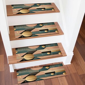 Mustermatte, Geometrische Treppen-Matte, Treppenteppich, Treppenmatte, Treppenlauffläche, Design-Treppenstufe, Treppenläufer für Stufen, Indoor Outdoor-Treppenstufe