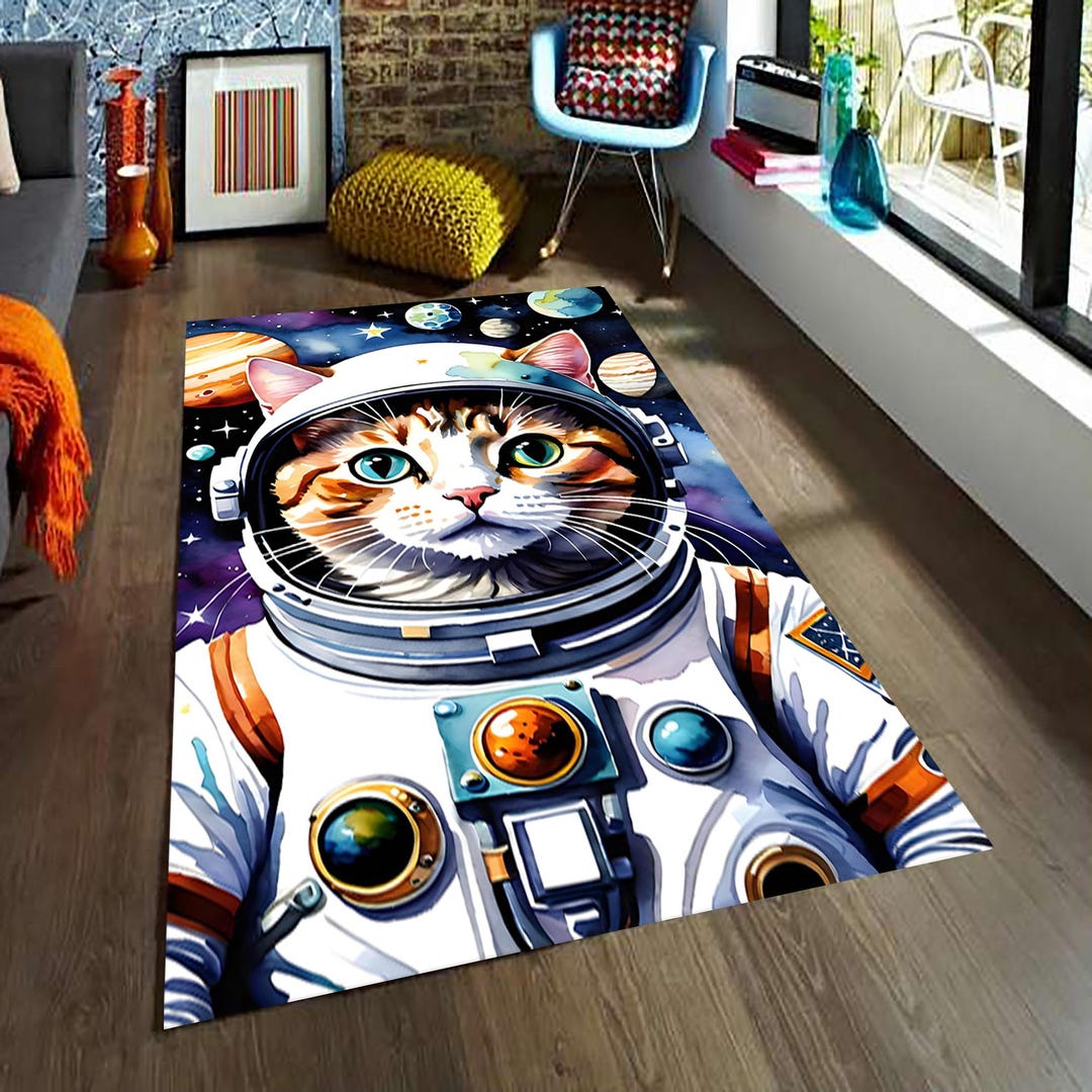 Information Technology Rug Rocket Rug,planet Rug,astrologer Cat Rug,alien Cat,space Rug,kıds Room ...
