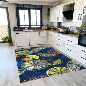 Citrus Rug,Lemon Rug,Outdoor Rug,Mediterranean Style Rug,Decorative Rug,Kitchens Rug,Non Slip Rug,Living Room Rug,Art Rug,multi-purpose Rug