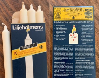 Vintage Midcentury 1950s-60s Liljeholmens Stearinljus - Kronoljus - Pack of 4 Classic Candles Made in Stockholm Sweden Grand Prix Paris 1900