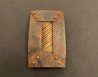 Rare 90s Bruce Teschner Modernist Fusion Welded Copper & Bronze Brooch Pendant Boulder Colorado Artisan Studio Great Patina