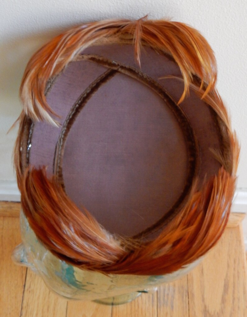 40s Half Hat Pheasant Feathers Vintage Old Hollywood Cocktail Party Pin Up Photo Shoot Forties Costuming Fashion Accessory