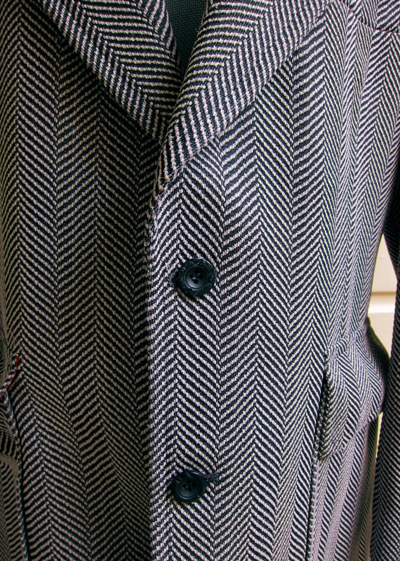 60s Webster Men S Sport Coat Polyester Herringbone Tweed Etsy