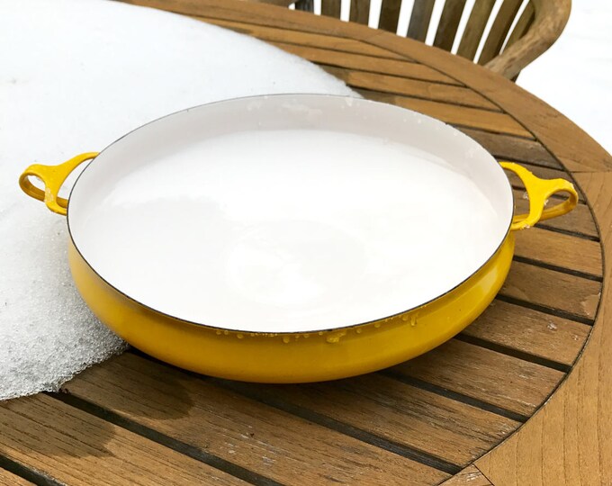 60s Dansk Kobenstyle Paella Pan Large Yellow White Enamel Etsy