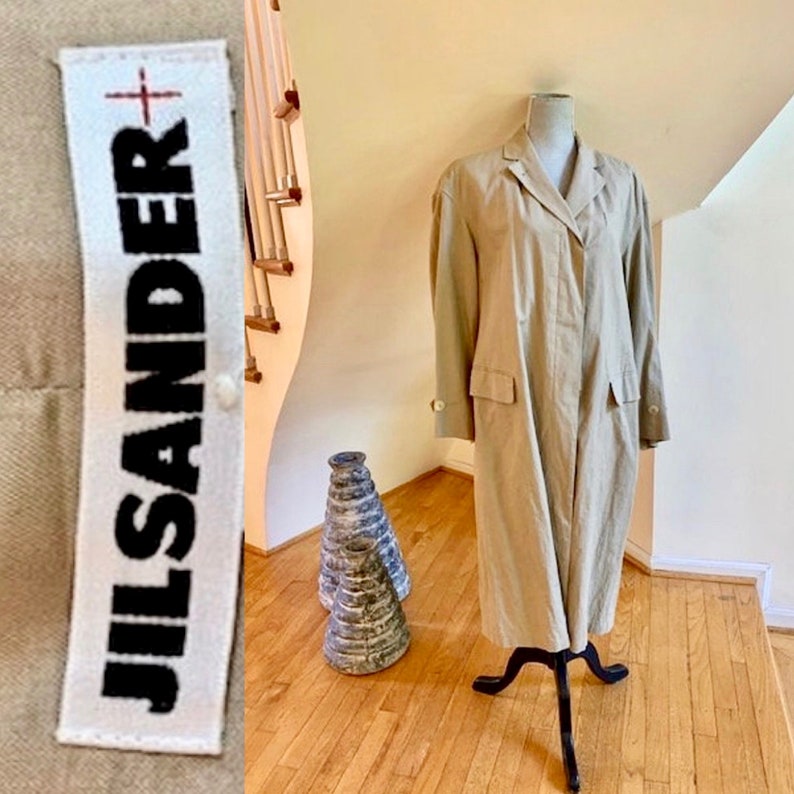 80s Jil Sander Slouchy Linen Duster Coat Neutral Tan Color Marvelous Minimal Design Best Fits US Women/'s Large-Extra Large