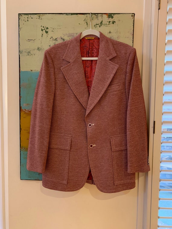 60s Webster Men's Sport Coat Polyester Tweed Patch