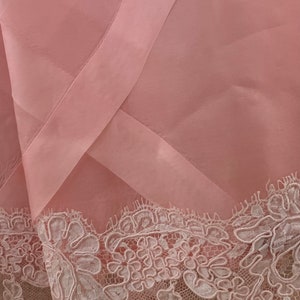 Pink 60s Hartly Westwood Gala Evening Gown Matching Extra Long Scarf Wrap Beaded Bustier Bodice Diagonal Ribboned Skirting image 9