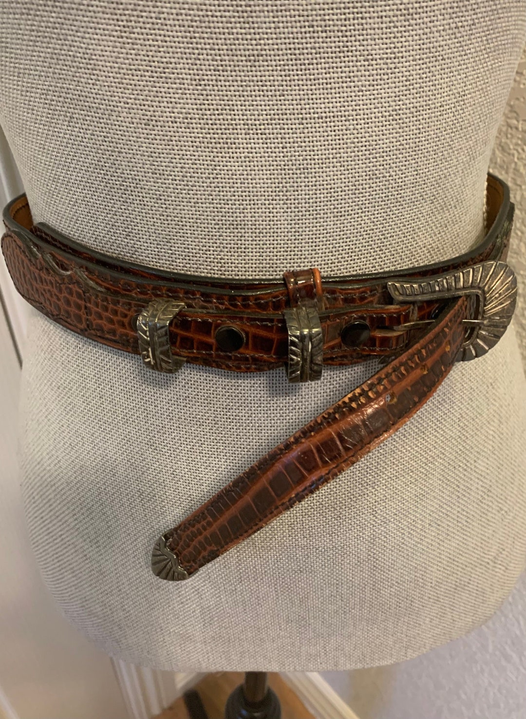Chacon Lizard Leather Belt Hand Crafted Western Signed W  display picture 2