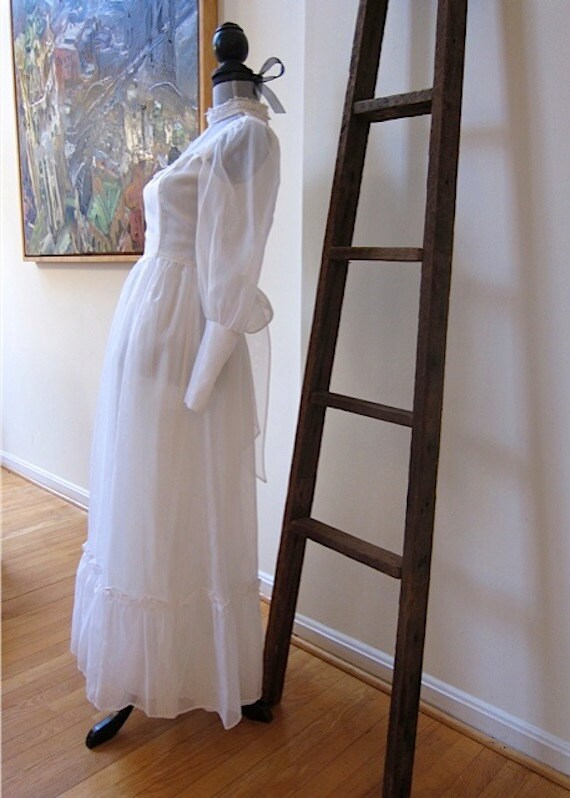 70s Gunne Sax Gown White Maxi Dress Vintage Moire Lace Boho Etsy