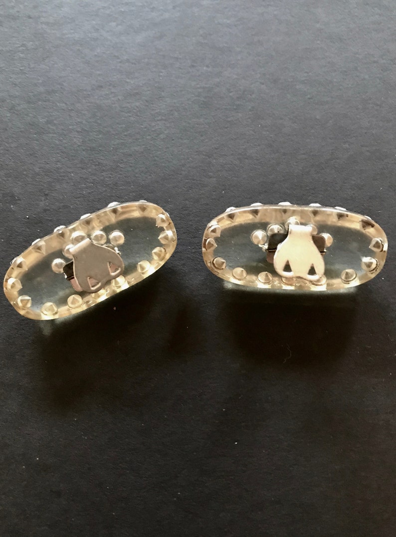 30s Old Hollywood Shoe Clips Oval Lucite /& Crystals Gorgeous Dress Up Evening Glam Jewelry For Your Shoes