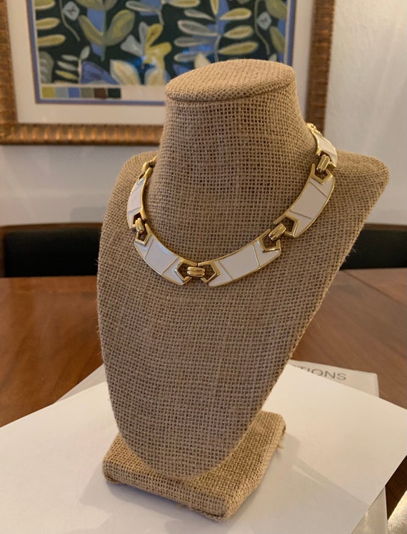 Rare 80s Monet Choker Collar Vintage Necklace Pol… - image 1