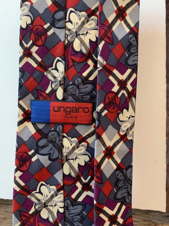 70s Ungaro Paris Silk Necktie Sophisticated Stenc… - image 4