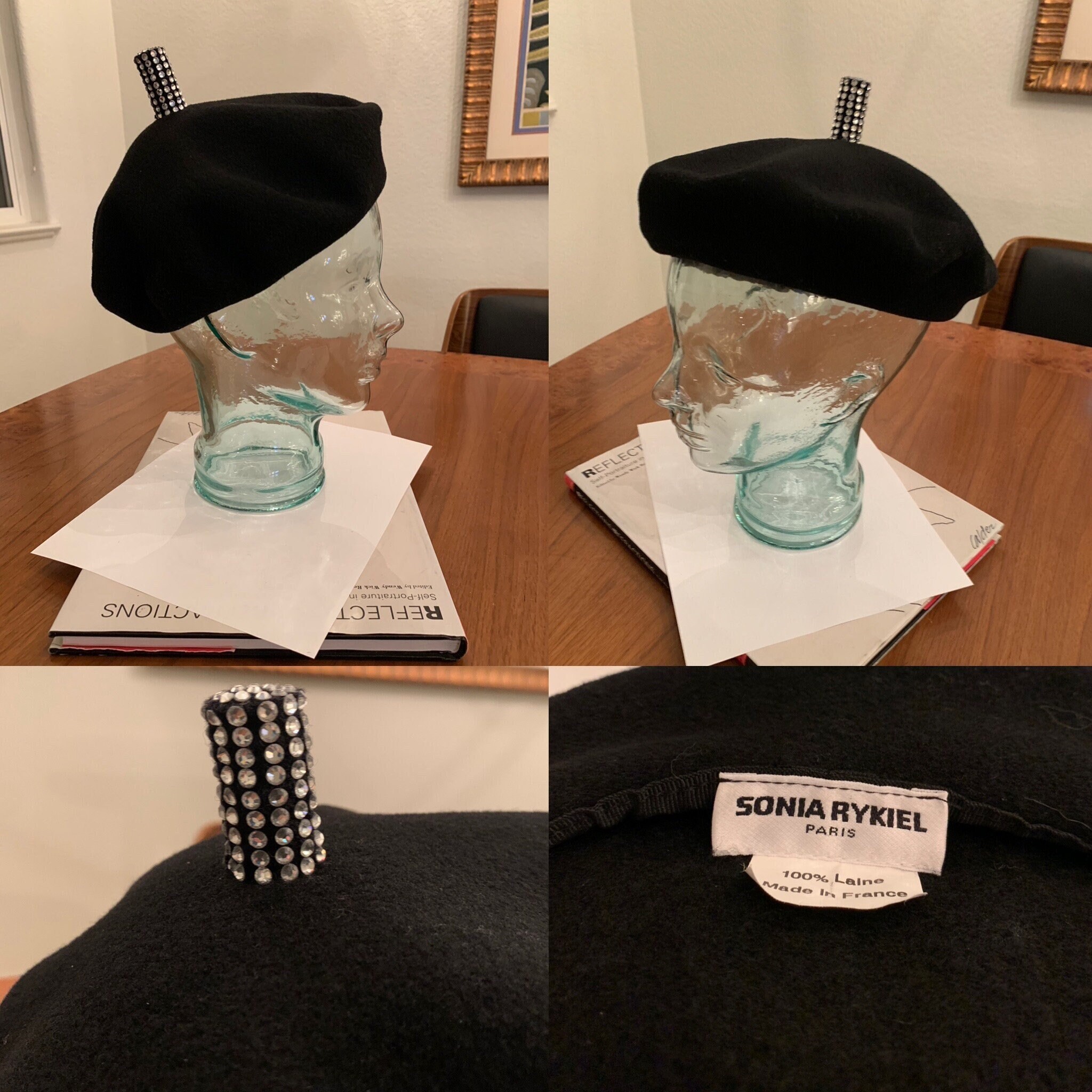 Sonia  Rykiel Paris Swarovski  beret Sonia Rykiel Crystal Embellished Beret - Black Hats  main image 3