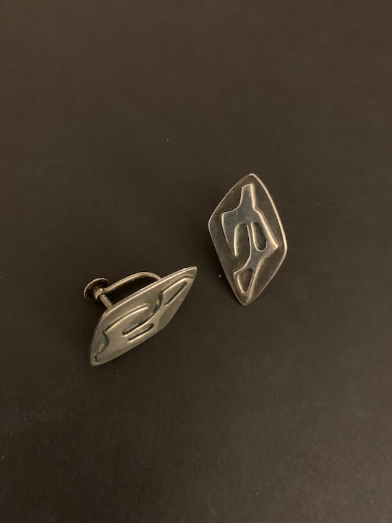 50s Modernist Anthropomorphic Earrings Stunning S… - image 1