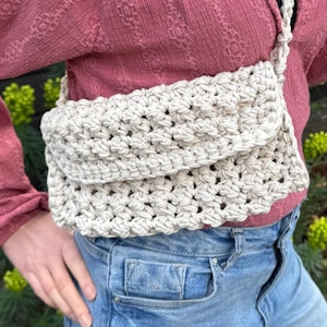Gehaakte tas crossbodytas, beginnersvriendelijke doe-het-zelftas, schoudertas, eenvoudig haakpatroon, gehaakte zomerse bohotas, Engels patroon