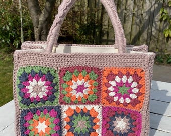 Granny Square Bag Crochet Pattern PDF: Easy DIY Tote Market Shoulder Bag (English and Dutch)