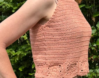 Granny Square Top Crochet Pattern: Summer Tank, Floral Vest for Women and Kids (PDF)