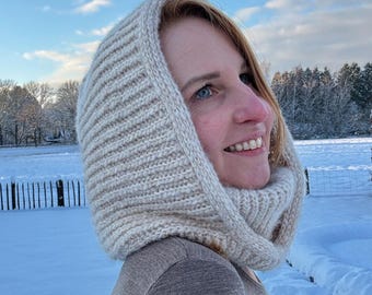 Balaclava Crochet Pattern | Turtleneck Hoodie Liv | Ribbed knit look Hooded Cowl PDF for Women and men
