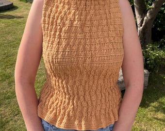 Cherry Shirred Top Crochet Pattern PDF | Smocked Peplum Top | Crochet Tank Top Pattern | Summer Top | Made to Measure