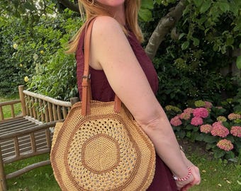 Crochet Raffia Bag Pattern | Round Summer Tote | Designer Inspired Crochet Purse PDF