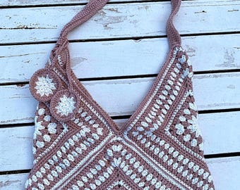 Pattern Granny Square Crochet Bag: DIY Triangle Tote (PDF)