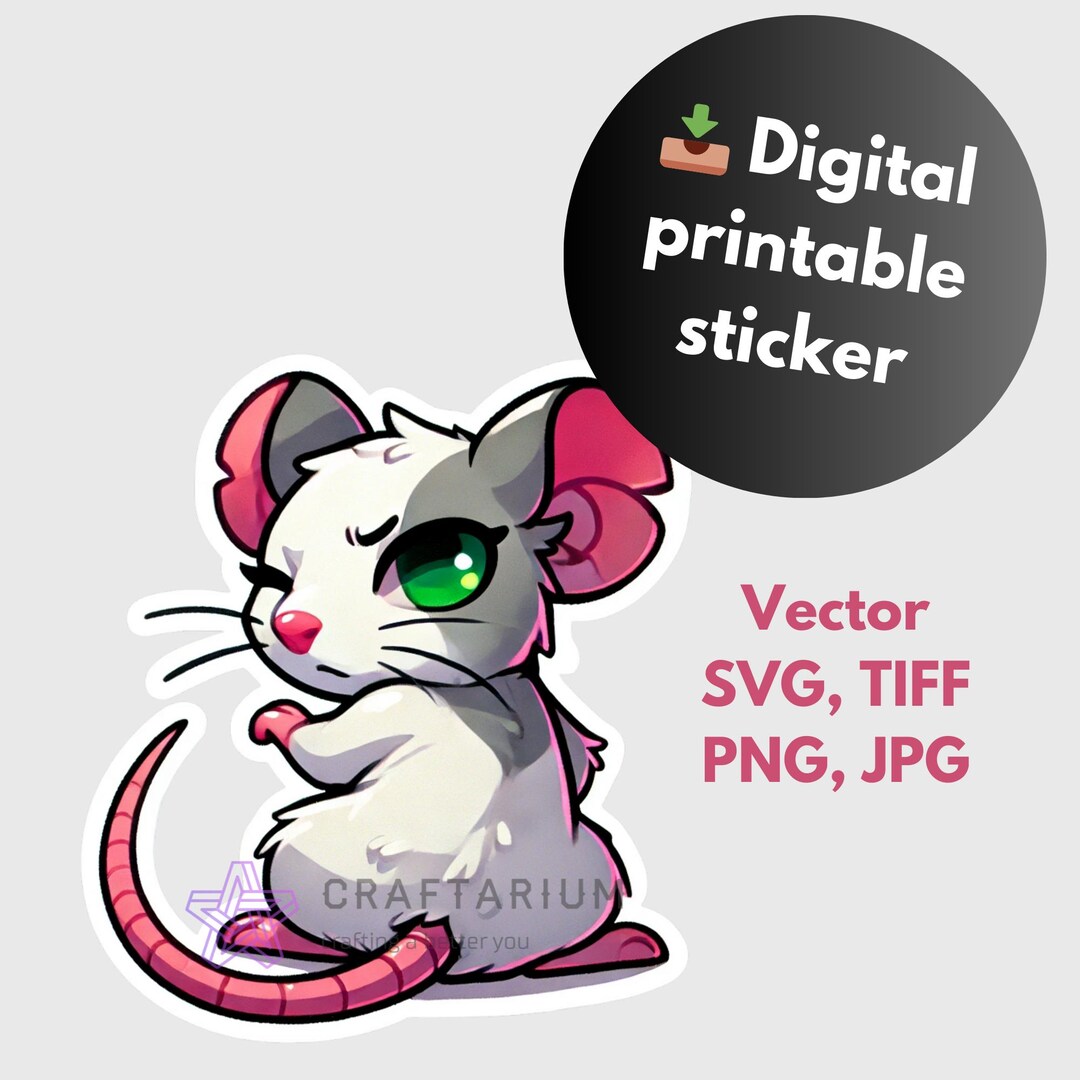 Cute Mouse Digital Sticker | Transparent Mouse Clipart | Rat Vector ...
