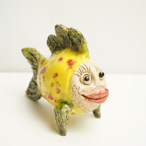 Authentic Ceramic Fish, Adorable Fish figure, Fish Wall, Fish lover gift, Fish statue, House Warming gift, Clay Fish, Fish decor