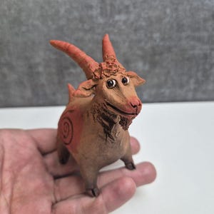 Ceramic Demonic Goat Figurine, Ceramic Red Goat,  Esoteric Goat Figure, Authentic Ceramic Goat, Goat Demon, Goat Collectable, Gift For Him