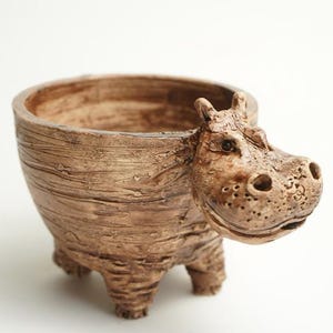 Adorable vase hippopotame en céramique, sculpture de figurine d&#39;hippopotame, hippopotame en céramique, figurines d&#39;hippopotame, cadeau parfait pour les amoureux des animaux, figurine d&#39;hippopotame