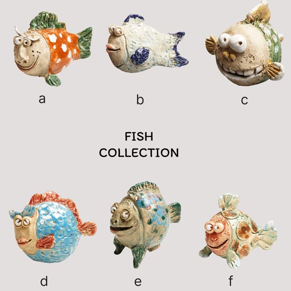 陶器の魚のアート、ユニークな陶器の魚の置物、粘土の魚の壁の彫刻