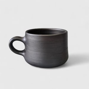 Dark Stoneware Coffee Mug, Black Ceramic Mug,  Handmade Pottery Cup, Textured Clay Tea Cup,  Japanese Style Wabi Sabi Mug,  Kitchen Gift