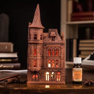 Ceramic House Castle, House Miniature Fairy Tale, Ceramic House Tealight Candle Holder, Ceramic house tealight,  Historic Building