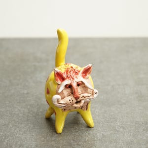 Funny Ceramic Cat, Cat figure sculpture, Figurines cat, Cat lovers gift, Cat statue, House warming gift,Clay Cat Sculpture