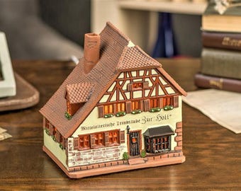 Ceramic Village House Tealight, Rothenburg Tavern Replica