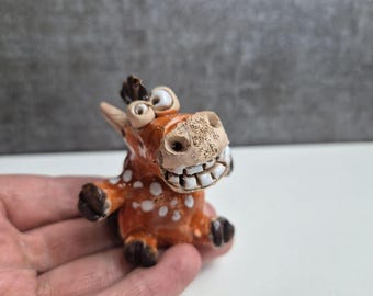 Funny Ceramic Horse Figurine: Handcrafted Clay Sculpture