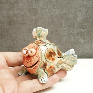 Ceramic Fish Art for Home Decor, Unique Ceramic Figurine Fish, Clay Fish Wall Sculpture - Clay Art, Gift For Her, Gift For Mom