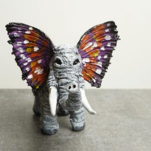 Elephant Butterfly sculpture, Ceramic elephant, Figurines elephant, Elephant lover gift, Elephant statue, House warming gift, One Of A Kind