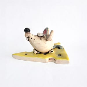 Keramik Maus mit Käse, Maus Figur Skulptur, Figuren Ratte, Sammlerstück Miniatur Dekor, Geschenke Figuren Kunst Tier, Geschenk für sie